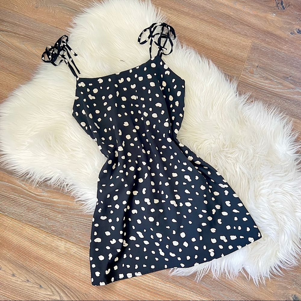 BLACK & WHITE POLKA DOT SILK DRESS